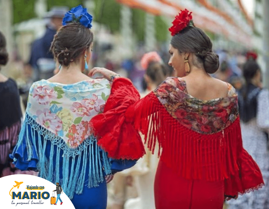 Traje flamenco en la feria de Sevilla